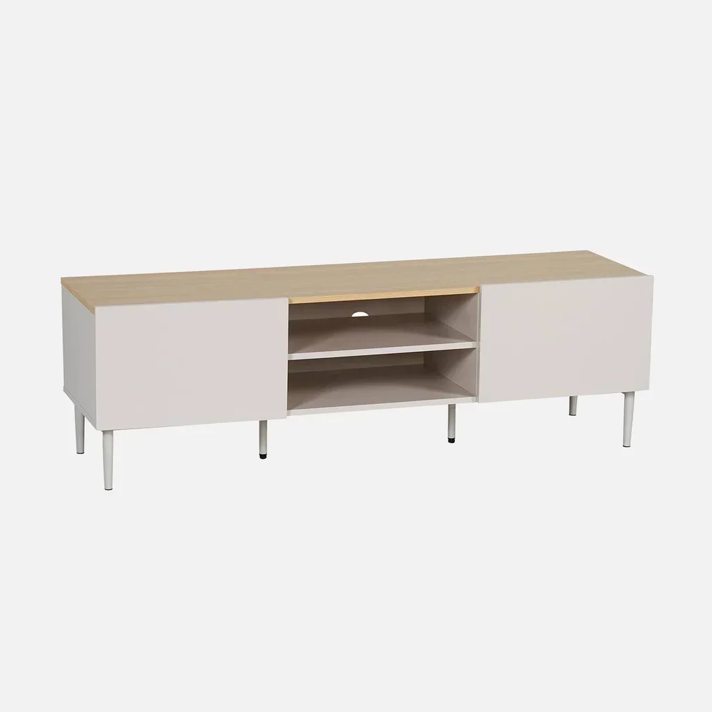 Mueble TV Industrial 140 cm Madera Metal 2 Puertas Salón