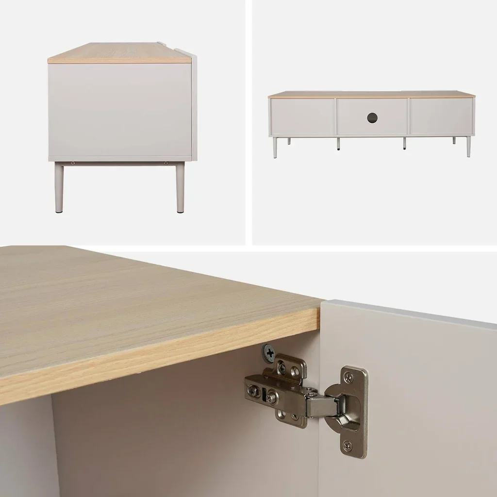 Meuble TV industriel 140 cm bois métal 2 portes salon