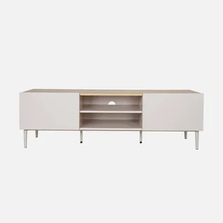 Meuble TV industriel 140 cm bois métal 2 portes salon