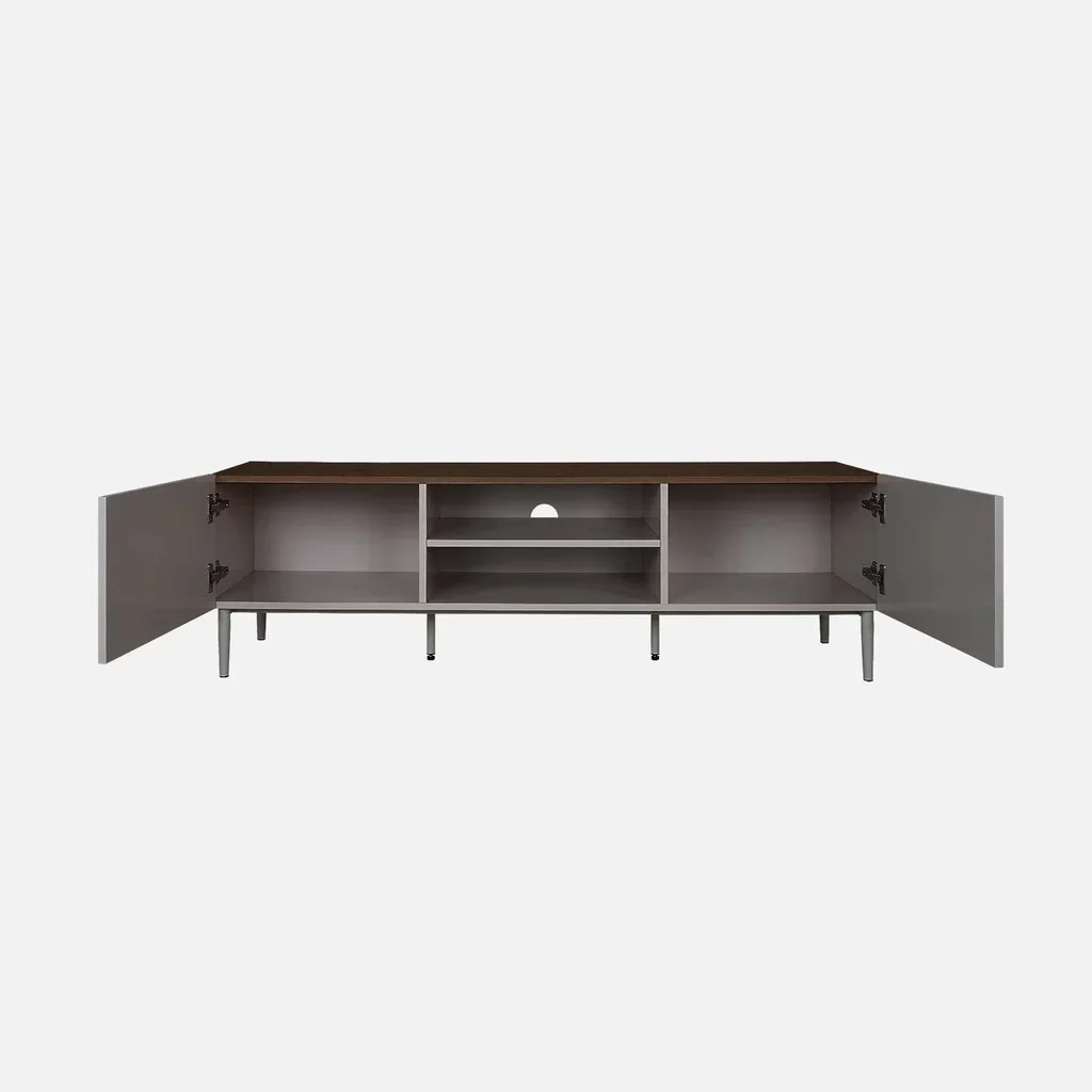 Meuble TV industriel 140 cm métal bois 2 portes Ashton
