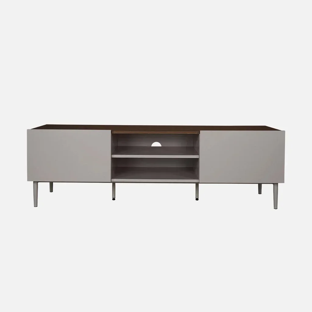 Meuble TV industriel 140 cm métal bois 2 portes Ashton
