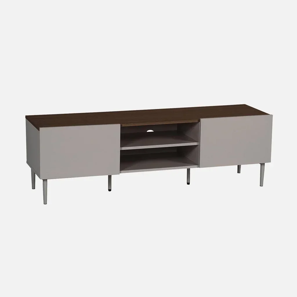 Meuble TV industriel 140 cm métal bois 2 portes Ashton