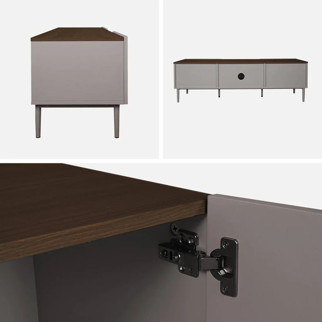 Meuble TV industriel 140 cm métal bois 2 portes Ashton