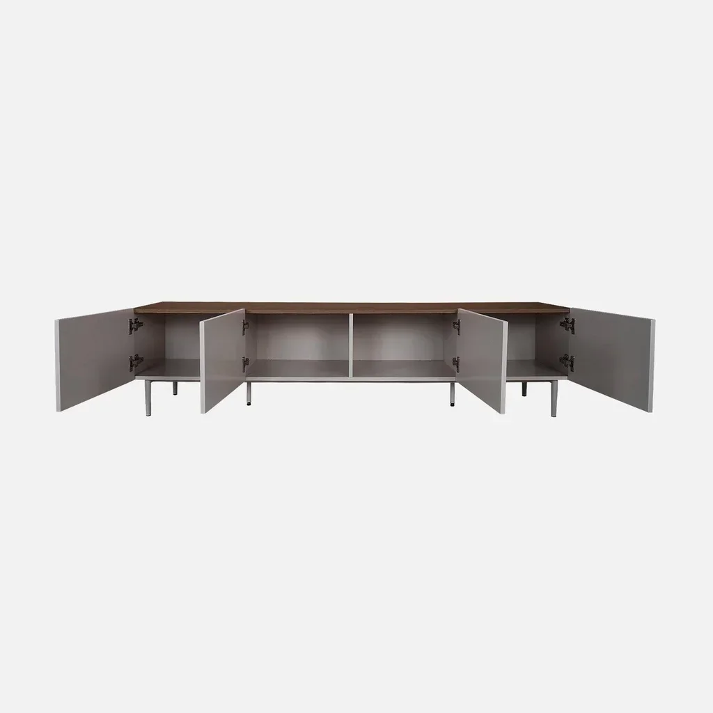 Industrial TV Stand 180 cm 4 Doors Metal and Wood Ashton