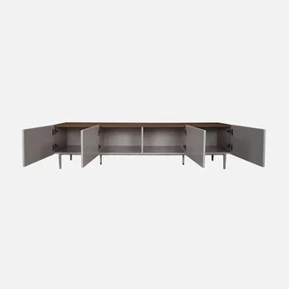 Industrial TV Stand 180 cm 4 Doors Metal and Wood Ashton