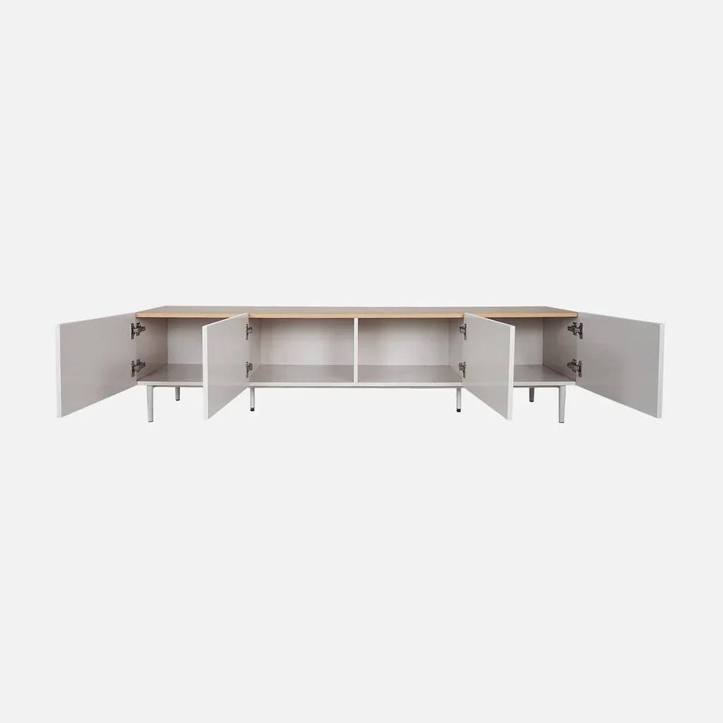 Industrial TV Stand 180 cm 4 Doors Metal and Wood Ashton