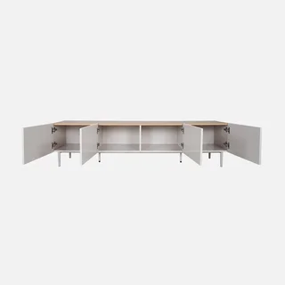 Industrial TV Stand 180 cm 4 Doors Metal and Wood Ashton
