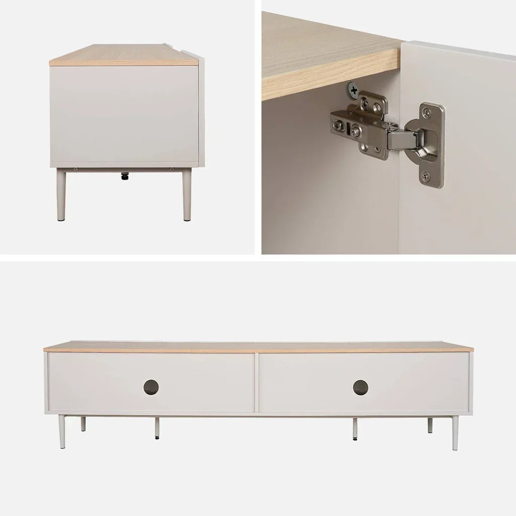Industrial TV Stand 180 cm 4 Doors Metal and Wood Ashton