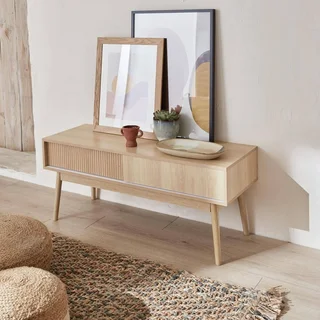 Mueble TV escandinavo madera 2 puertas 115 cm estilo nórdico