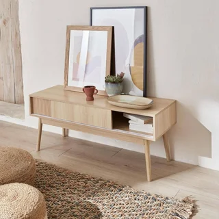 Mueble TV escandinavo madera 2 puertas 115 cm estilo nórdico