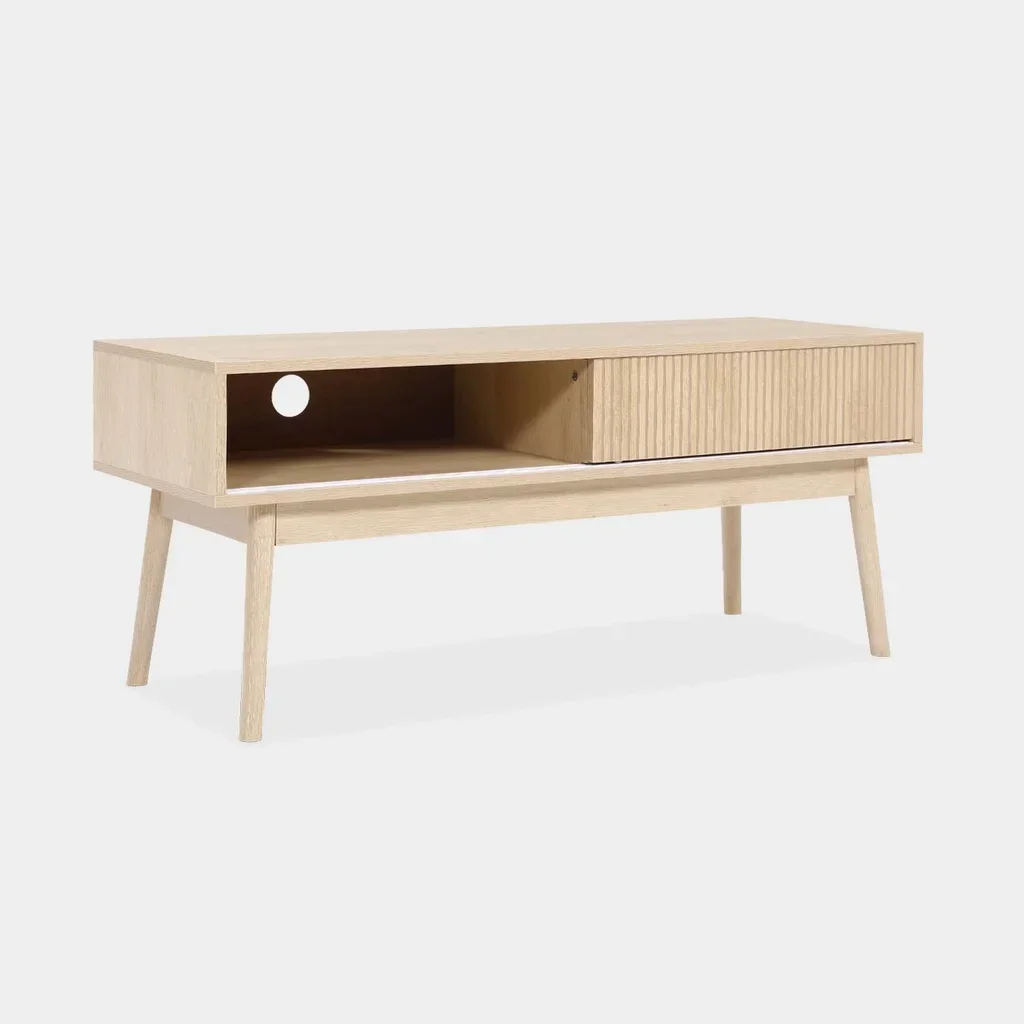 Mueble TV escandinavo madera 2 puertas 115 cm estilo nórdico