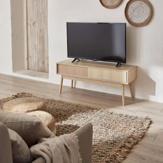 Mueble TV escandinavo madera 2 puertas 115 cm estilo nórdico