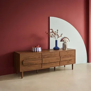 Mueble TV retro Juliana madera 3 puertas 150 cm acabado nogal roble
