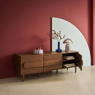 Mueble TV retro Juliana madera 3 puertas 150 cm acabado nogal roble