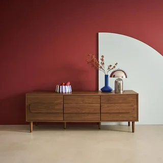 Mueble TV retro Juliana madera 3 puertas 150 cm acabado nogal roble