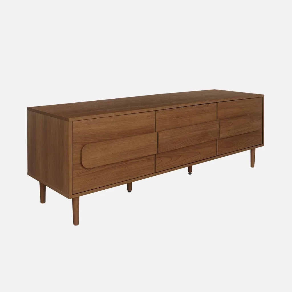 Mueble TV retro Juliana madera 3 puertas 150 cm acabado nogal roble
