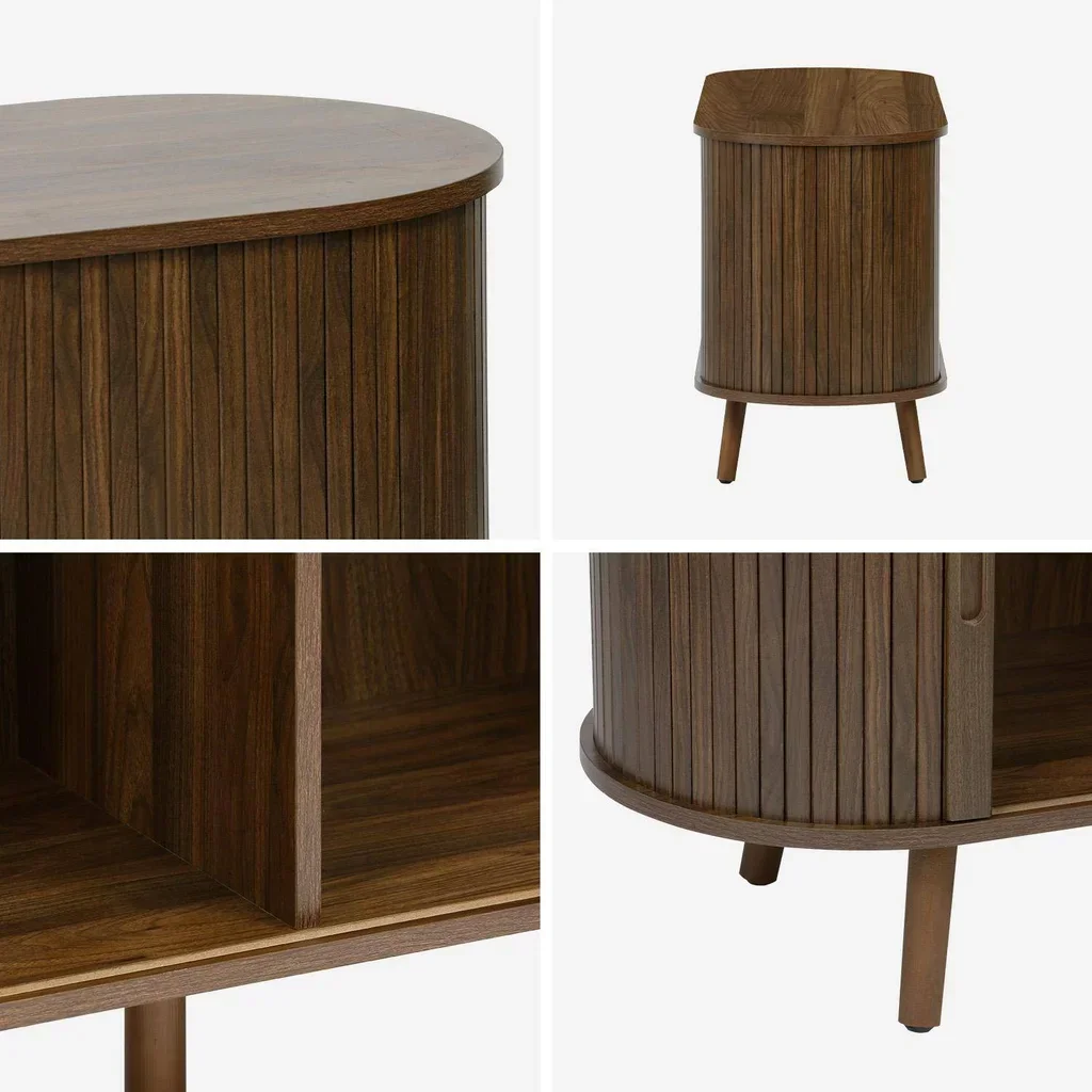 Mueble TV escandinavo madera rayada 120cm puertas correderas Legacy