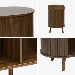 Mueble TV escandinavo madera rayada 120cm puertas correderas Legacy