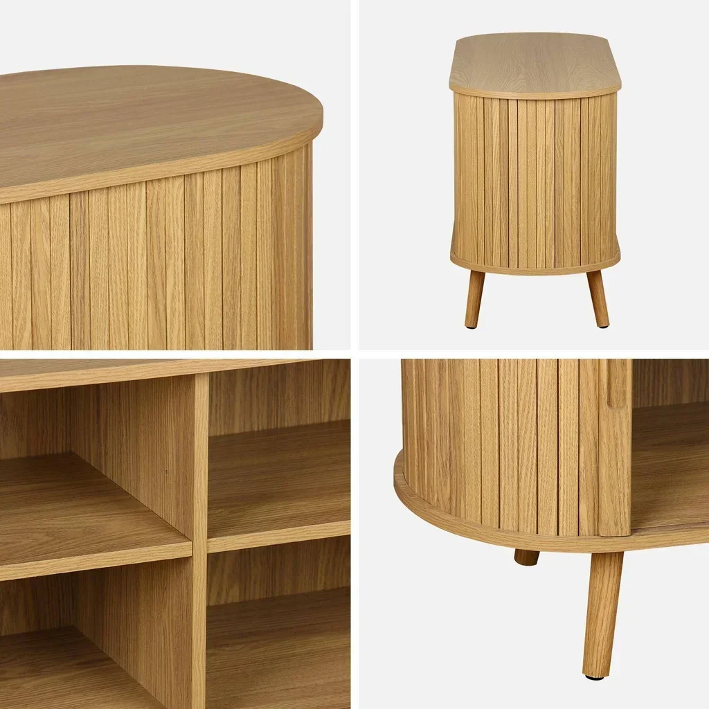 Mueble TV escandinavo madera rayada 120 cm puertas correderas Legacy
