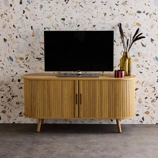 Mueble TV escandinavo madera rayada 120 cm puertas correderas Legacy