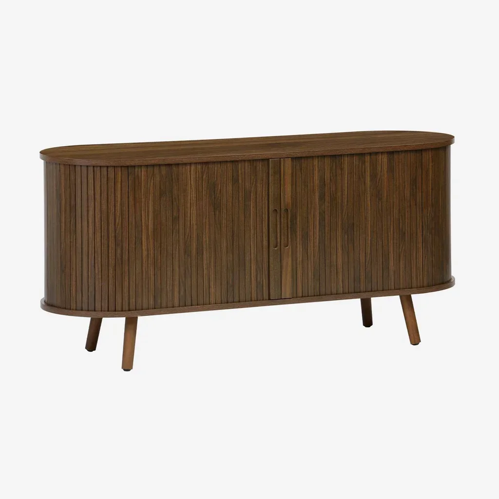 Mueble TV escandinavo madera rayada 120cm puertas correderas Legacy