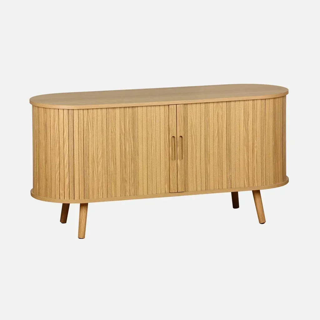 Mueble TV escandinavo madera rayada 120 cm puertas correderas Legacy