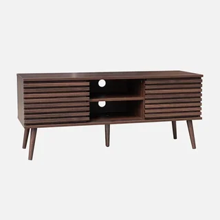 Mueble TV Escandinavo Madera Rayada 120 cm Doble Puerta Corredera Madere