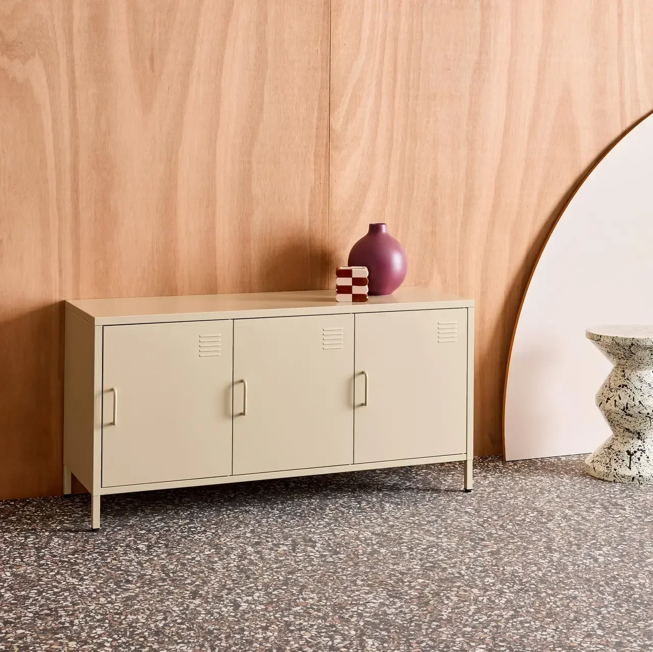 Industrial TV stand metal 120 cm 3 doors storage Alabama
