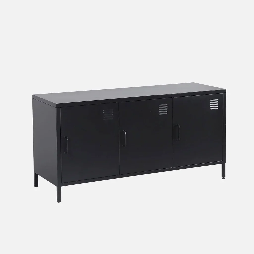 Industrial TV stand metal 120 cm 3 doors storage Alabama