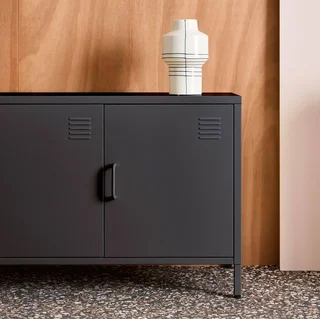 Industrial TV stand metal 120 cm 3 doors storage Alabama