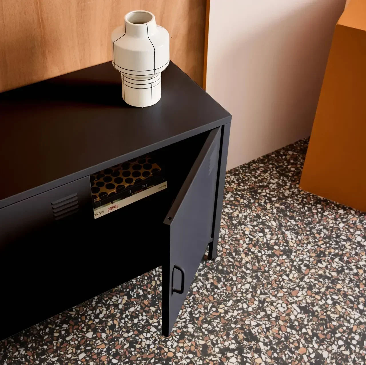 Industrial TV stand metal 120 cm 3 doors storage Alabama