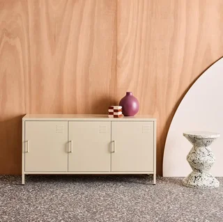 Industrial TV stand metal 120 cm 3 doors storage Alabama
