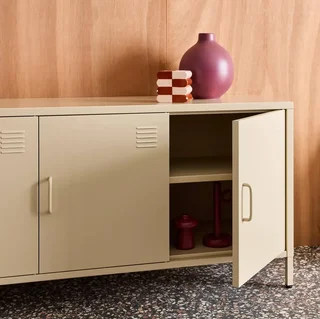 Industrial TV stand metal 120 cm 3 doors storage Alabama