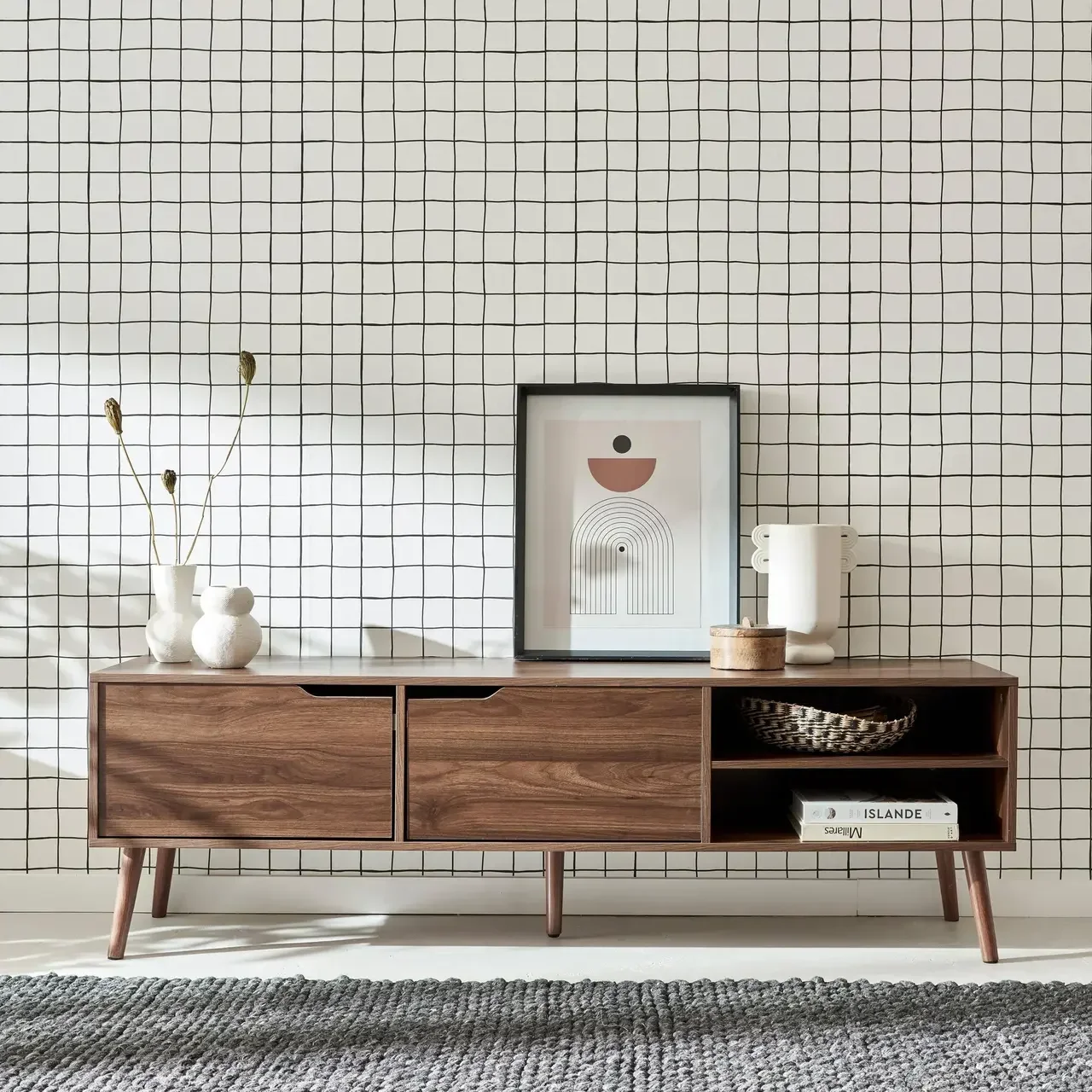 Vintage TV Stand 2 Doors 160 cm Scandinavian Wood Nepal