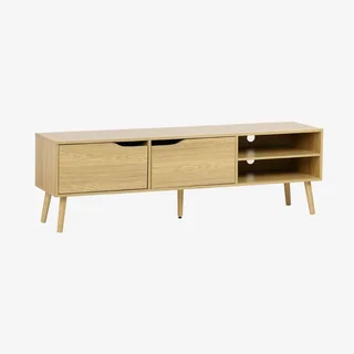 Vintage TV cabinet 2 doors 160 cm Nepal wood Scandinavian