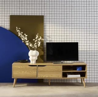Vintage TV cabinet 2 doors 160 cm Nepal wood Scandinavian