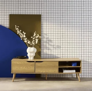 Vintage TV cabinet 2 doors 160 cm Nepal wood Scandinavian
