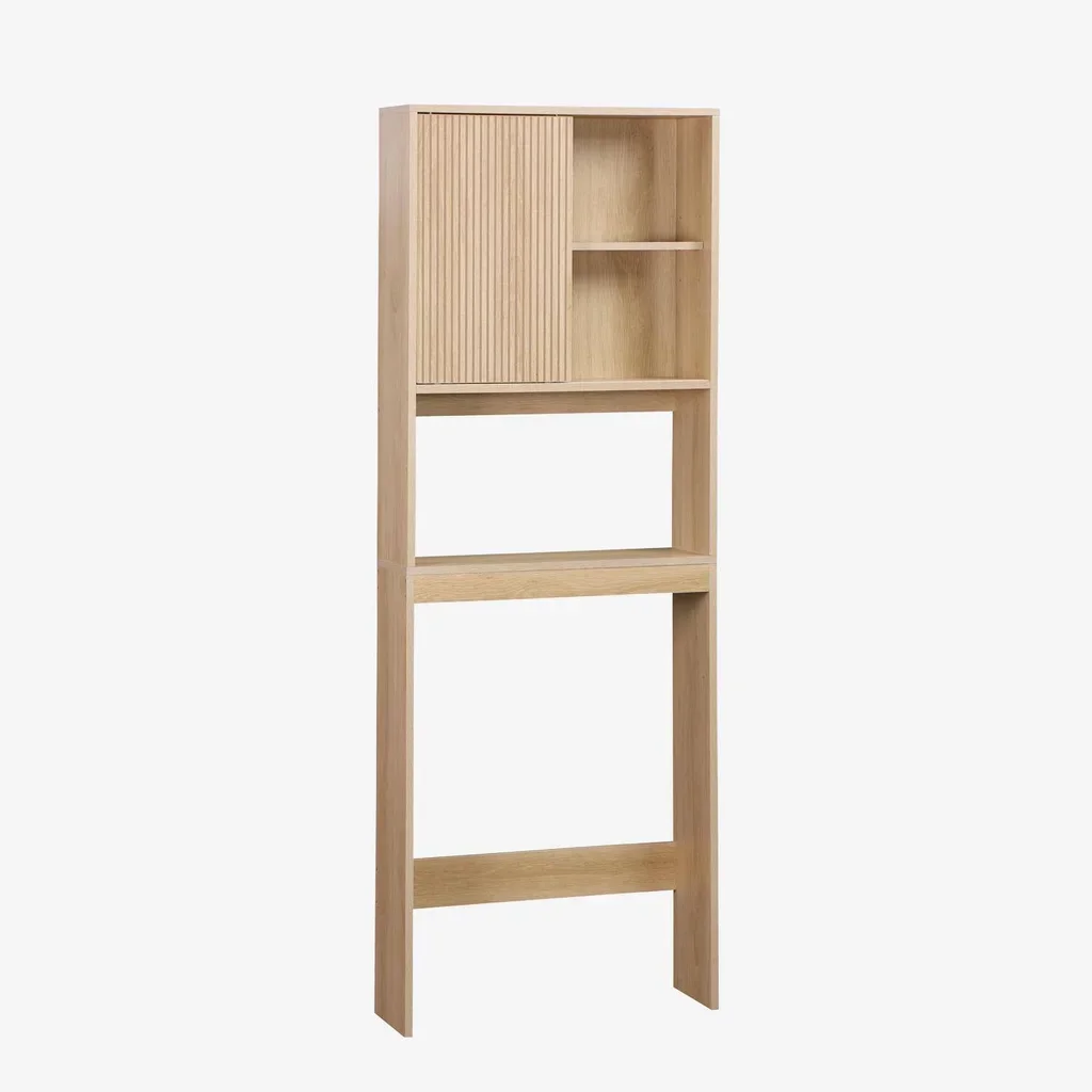 Mueble WC escandinavo estantería madera natural almacenamiento baño