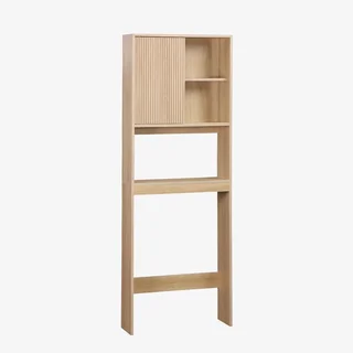 Mueble WC escandinavo estantería madera natural almacenamiento baño