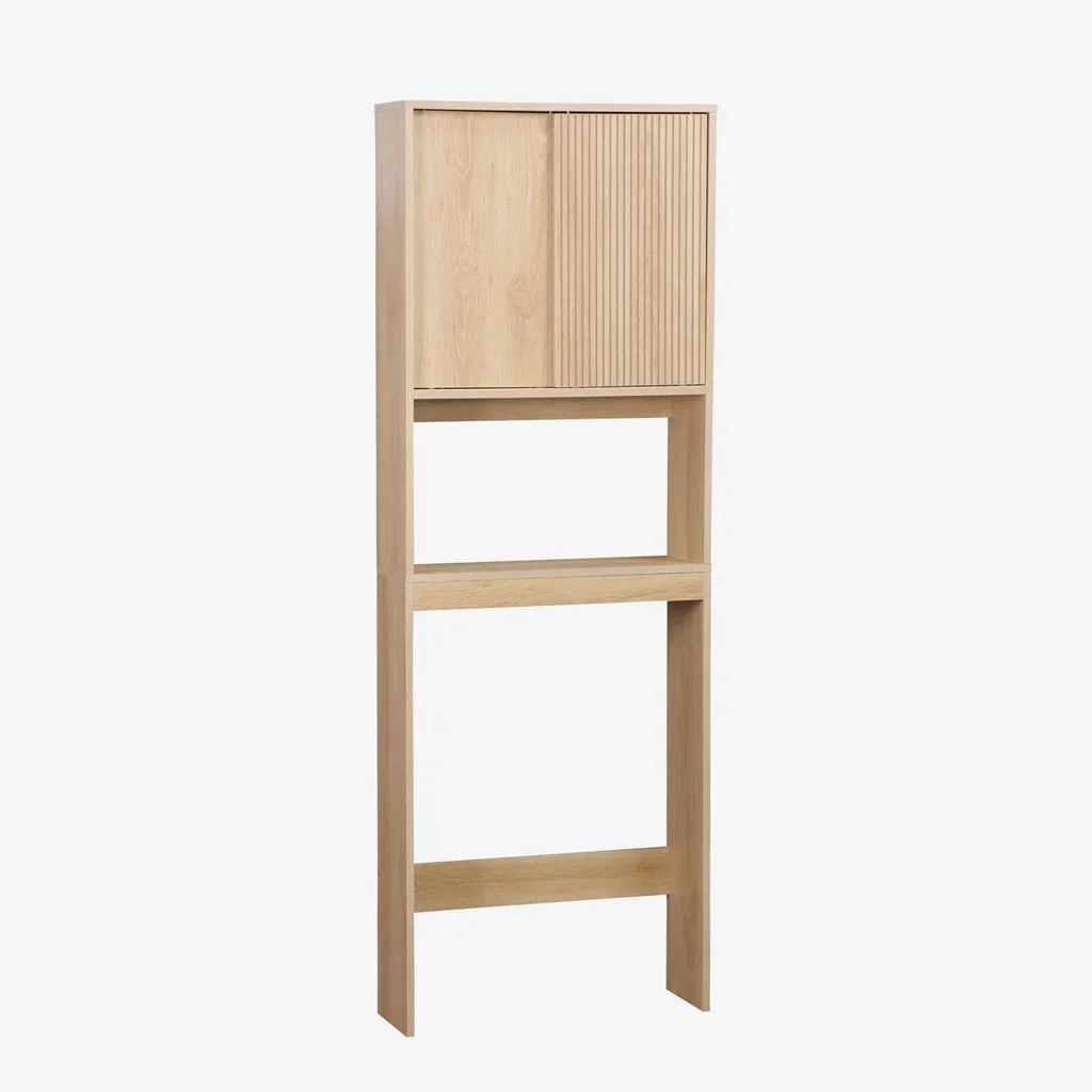 Meuble WC scandinave étagère bois naturel rangement toilettes