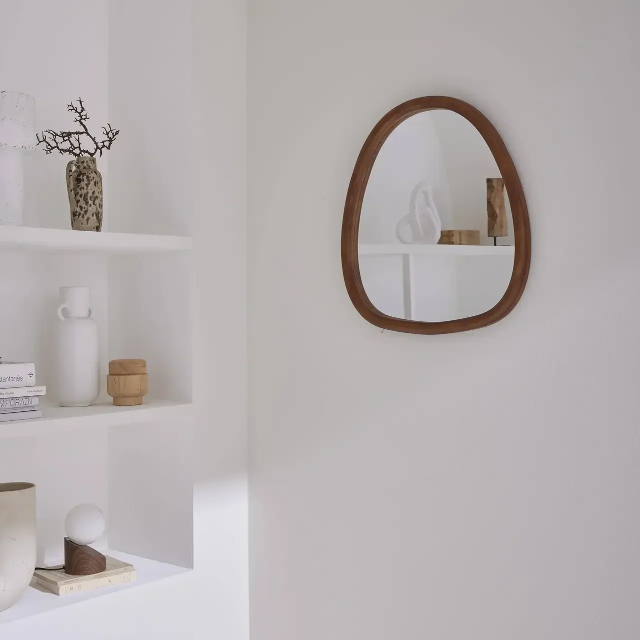 Miroir Charlie bois sapin naturel 55 cm forme organique