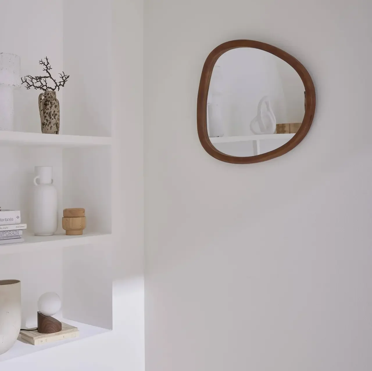 Miroir Charlie bois sapin naturel 55 cm forme organique