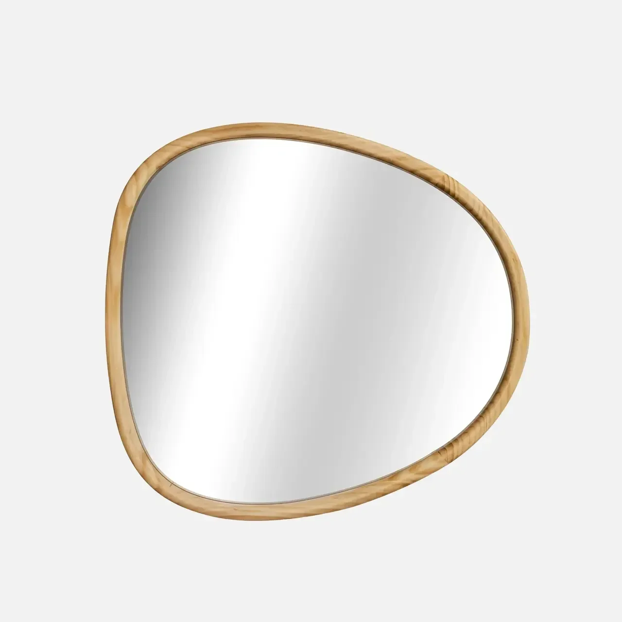 Miroir design bois sapin naturel 55 cm forme organique Charlie