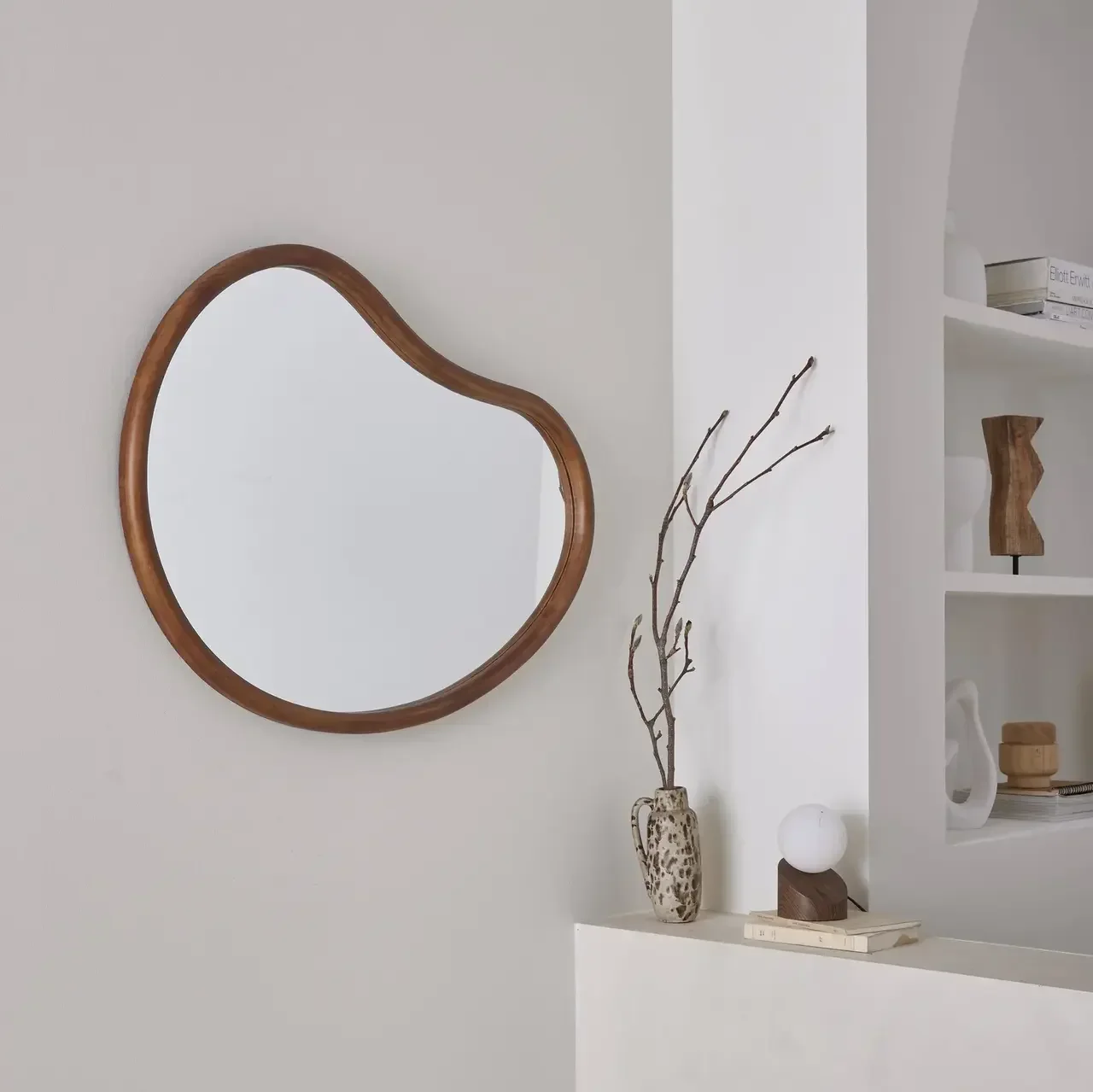Miroir bois sapin naturel 85 cm forme organique Jacob