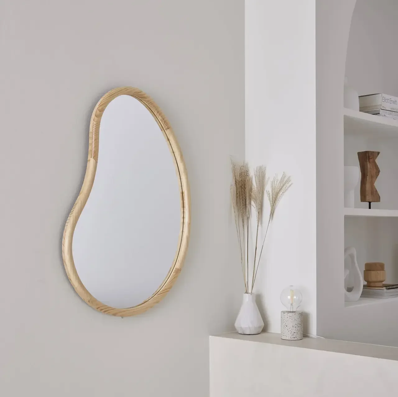 Miroir bois sapin 85 cm forme organique naturel Jacob entrée chambre