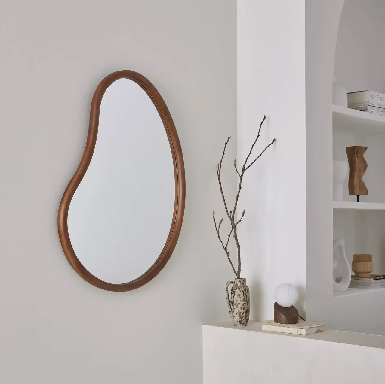 Miroir bois sapin naturel 85 cm forme organique Jacob