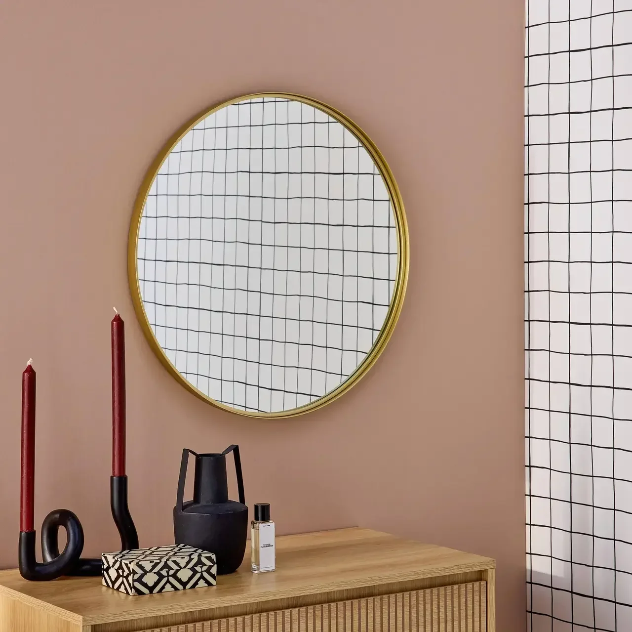 Miroir rond métal 60cm Mabel design moderne chic mural