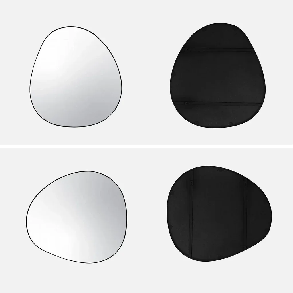 Black metal organic wall mirror Ø 55.5 cm Harper