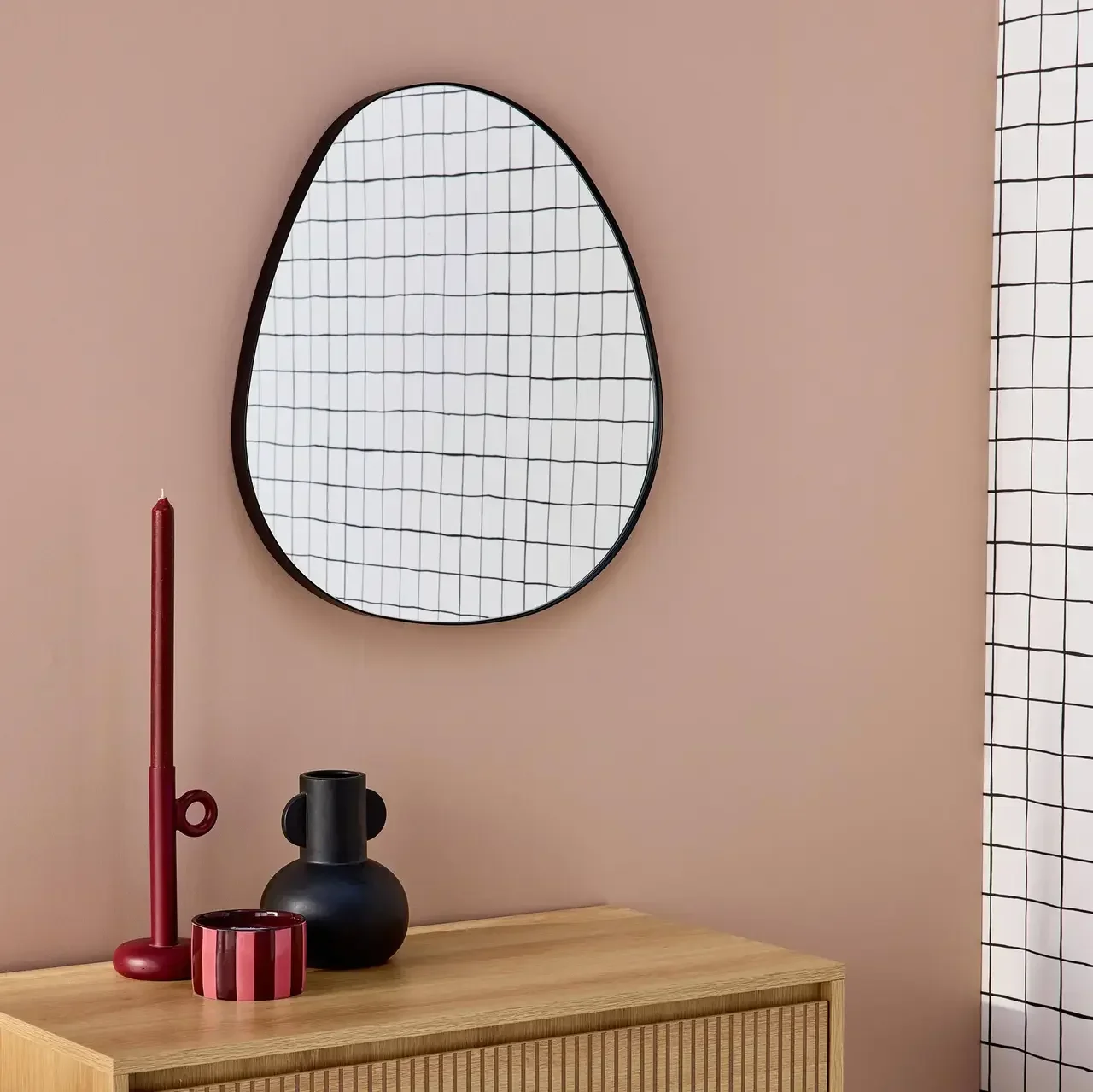 Miroir mural organique métal noir Ø 55,5 cm Harper