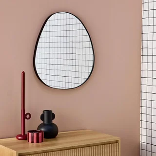 Black metal organic wall mirror Ø 55.5 cm Harper